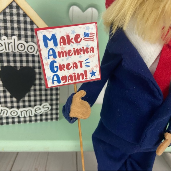 ❌SOLD❌MAGA Trump Gnome Doll Handmade America Patriotic Home Decor - Picture 7 of 12